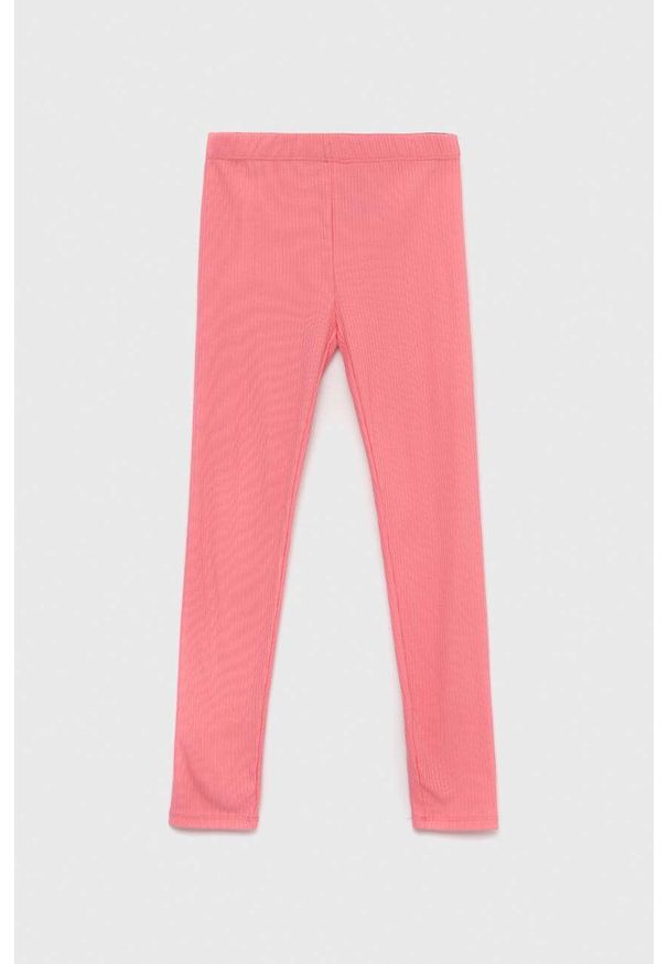 GAP legginsy dziecięce kolor różowy gładkie. Kolor: różowy. Materiał: dzianina. Wzór: gładki