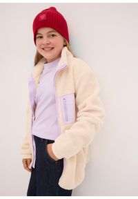 bonprix - Bluza rozpinana z kożuszkowego polaru. Kolor: beżowy. Materiał: polar