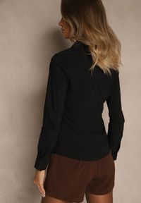 Renee - Czarna Marszczona Koszula z Bawełną Avenarie. Okazja: na spotkanie biznesowe. Kolor: czarny. Materiał: bawełna. Styl: biznesowy, klasyczny #3