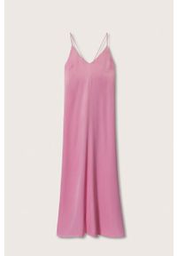 mango - Mango sukienka Carry2 kolor różowy maxi rozkloszowana. Kolor: różowy. Typ sukienki: rozkloszowane. Długość: maxi #4