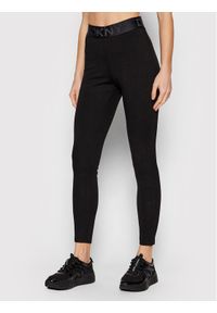 DKNY Legginsy P0RVQGIW Czarny Slim Fit. Kolor: czarny. Materiał: wiskoza