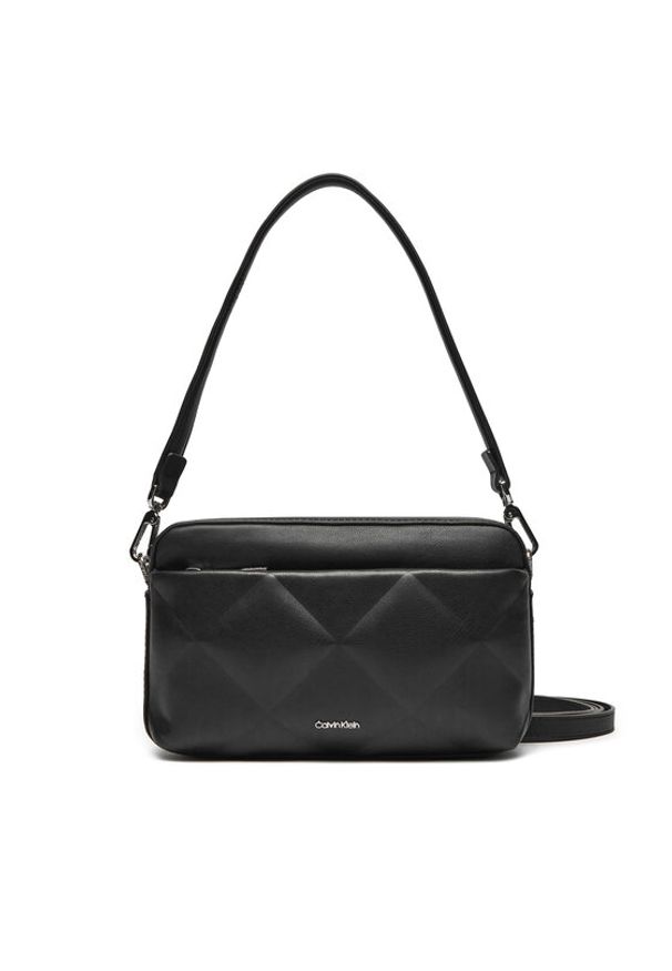 Calvin Klein Torebka Diamond Quilt Camera Bag W/Pkt K60K612907 Czarny. Kolor: czarny. Materiał: skórzane