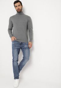 Born2be - Szary Bawełniany Sweter z Golfem Jarelia. Typ kołnierza: golf. Kolor: szary. Materiał: bawełna. Styl: klasyczny, elegancki