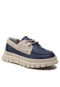 TOMMY HILFIGER - Półbuty Tommy Hilfiger - Lace-Up Shoe T3X4-32897-1592 M Blue/Beige X236. Kolor: niebieski. Materiał: skóra #1