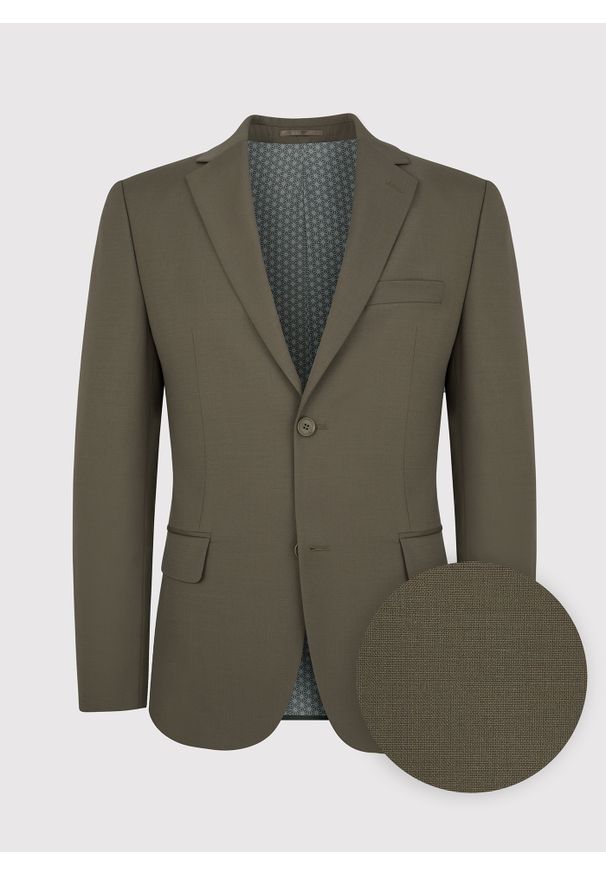Pako Lorente - PAKO LORENTE – Zielona marynarka garniturowa z wełną. Okazja: na co dzień. Kolor: zielony. Materiał: wełna. Styl: casual