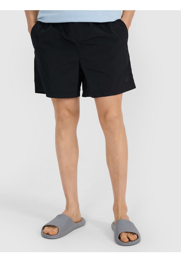 4f - 4F Spodenki casual męskie - czarne 3XL. Okazja: na co dzień. Kolor: czarny. Materiał: syntetyk, materiał. Długość: krótkie. Styl: casual