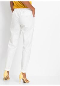 Spodnie lniane bonprix biały. Kolor: biały. Materiał: len #4