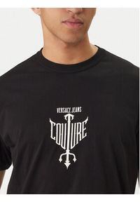 Versace Jeans T-Shirt 80GAHT14 Czarny Regular Fit. Kolor: czarny. Materiał: bawełna #3