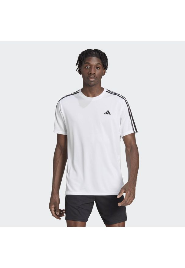 Adidas - Koszulka treningowa męska adidas Essentials 3-Stripes. Kolor: biały, czarny, wielokolorowy. Materiał: materiał