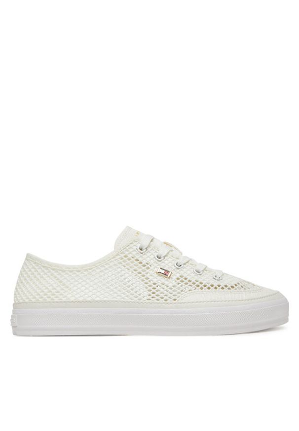 TOMMY HILFIGER - Tommy Hilfiger Sneakersy Th Open Mesh Vulc Sneaker FW0FW08684 Biały. Kolor: biały. Materiał: materiał