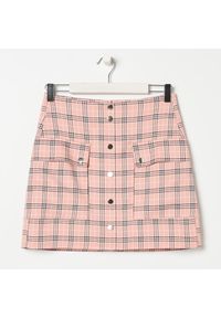 Sinsay - Spódnica mini w kratkę - Różowy. Kolor: różowy. Wzór: kratka #1