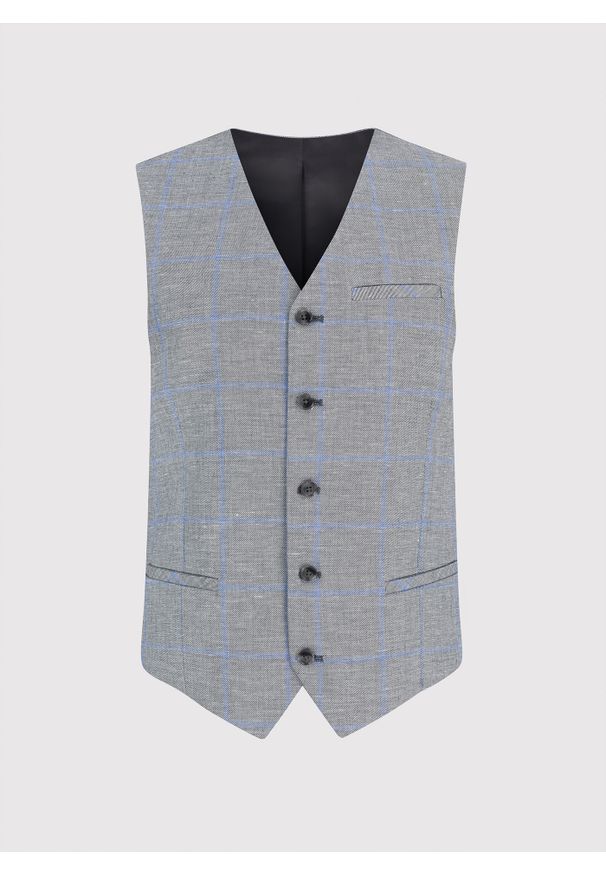 Pako Lorente - PAKO LORENTE – Męska szara kamizelka w kratę. Kolor: szary