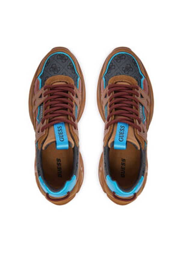 Guess Sneakersy FMFUNO FAL12 Brązowy. Kolor: brązowy. Materiał: skóra