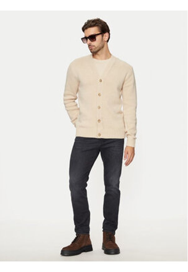 Selected Homme Kardigan Cody 16095620 Beżowy Relaxed Fit. Kolor: beżowy. Materiał: syntetyk, wełna