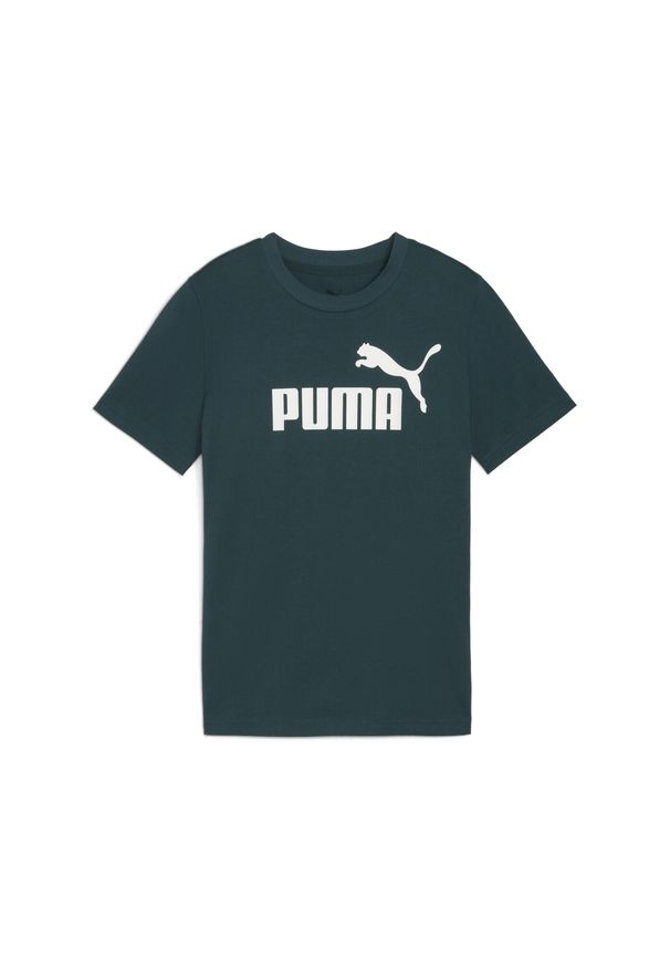 Puma - Młodzieżowa koszulka ESS z logo No. 1 PUMA. Kolor: zielony. Materiał: guma. Wzór: nadruk. Sport: joga i pilates