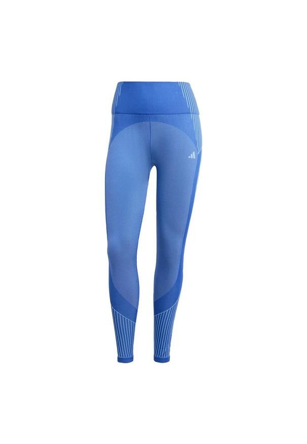 Adidas - Legginsy Seamless Branded 7/8. Kolor: niebieski. Materiał: materiał. Sport: fitness