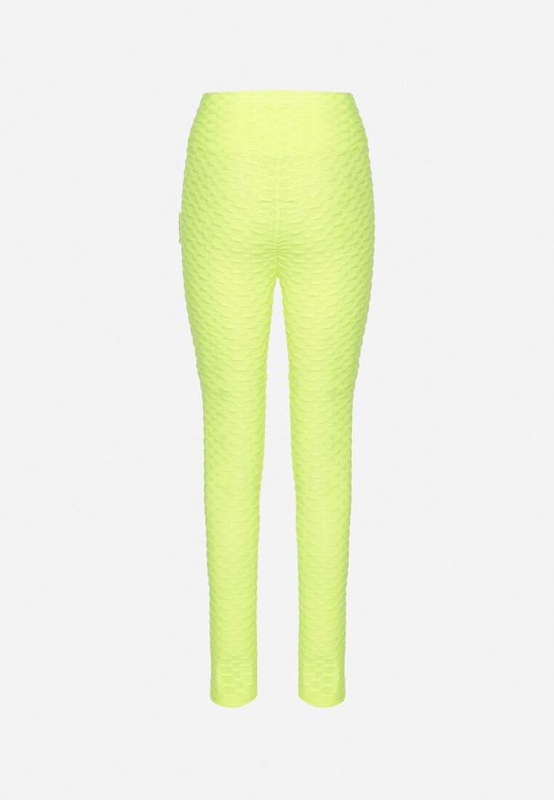 Born2be - Jasnozielone Legginsy Sportowe z Elastyczną Gumką i Tłoczonym Wzorem Ardisa. Okazja: na co dzień. Kolor: zielony. Styl: sportowy