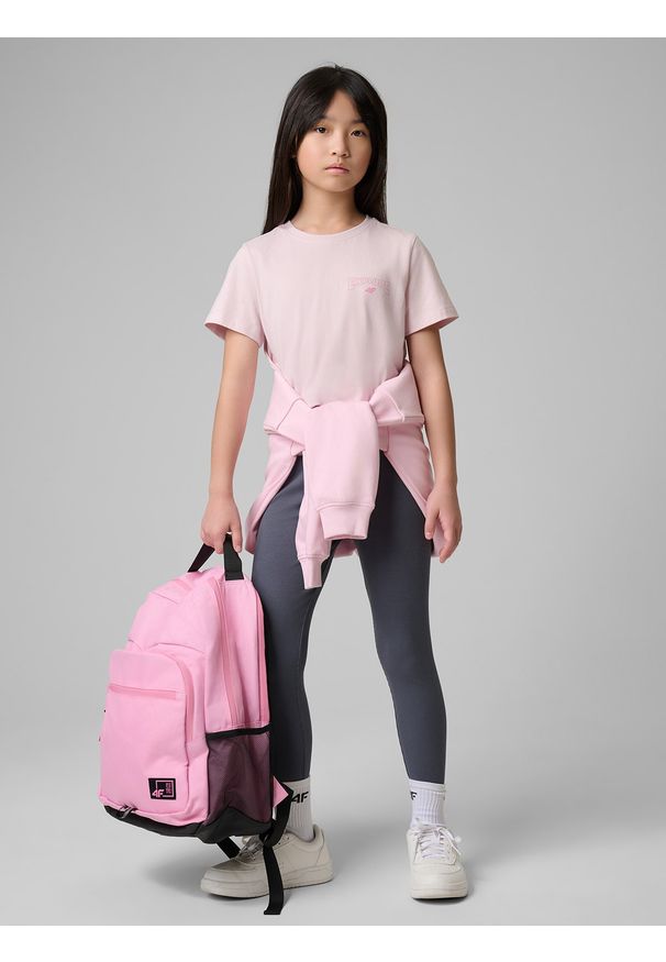 4f - 4F T-shirt regular z nadrukiem dziewczęcy - różowy 158 (12-13 lat). Okazja: na uczelnię, na co dzień, na spacer. Kolor: różowy. Materiał: materiał, bawełna, jeans, dzianina, skóra. Wzór: nadruk. Sezon: lato. Styl: klasyczny, casual