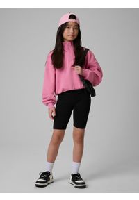 4f - 4F Legginsy kolarki dzianinowe dziewczęce - czarne 134 (8-9 lat). Okazja: na spacer, na co dzień. Stan: podwyższony. Kolor: czarny. Materiał: dzianina. Sezon: lato. Styl: casual #2