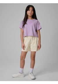 4f - 4F T-shirt regular z nadrukiem dziewczęcy - różowy 164 (13-14 lat). Okazja: na co dzień. Kolor: fioletowy. Materiał: dzianina, bawełna. Wzór: nadruk. Sezon: lato. Styl: casual #2