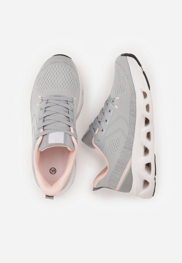 Born2be - Szare Buty Sportowe na Grubej Geometrycznej Podeszwie Alexusa. Okazja: na co dzień. Kolor: szary. Materiał: jeans, dresówka. Wzór: geometria