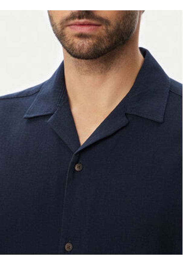 Jack & Jones Koszula Global Waffle Resort 12295551 Granatowy Relaxed Fit. Kolor: niebieski. Materiał: bawełna