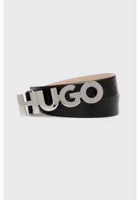 Hugo - HUGO pasek skórzany damski kolor czarny. Kolor: czarny. Materiał: skóra
