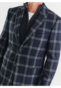 Pako Lorente - PAKO LORENTE – Granatowa marynarka casual w jasną kratkę. Okazja: na co dzień. Kolor: niebieski. Materiał: poliester, wełna, elastan. Wzór: kratka. Styl: casual #8