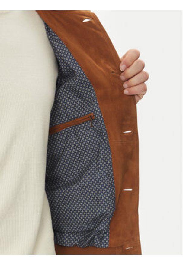 Serge Pariente Kurtka skórzana Starter Vs Brązowy Regular Fit. Kolor: brązowy. Materiał: skóra