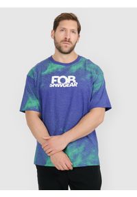 4f - 4F T-shirt loose z nadrukiem męski - fioletowy M. Okazja: na co dzień. Kolor: fioletowy. Materiał: materiał. Wzór: nadruk. Styl: casual, klasyczny #1