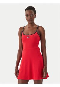 Tommy Jeans Sukienka codzienna DW0DW22335 Czerwony Slim Fit. Okazja: na co dzień. Kolor: czerwony. Materiał: bawełna. Typ sukienki: proste. Styl: casual #1