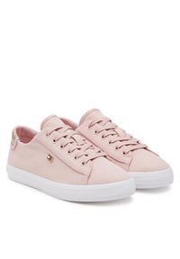 TOMMY HILFIGER - Tommy Hilfiger Sneakersy Vulc Canvas Lace Up Sneaker FW0FW08647 Różowy. Kolor: różowy. Materiał: materiał