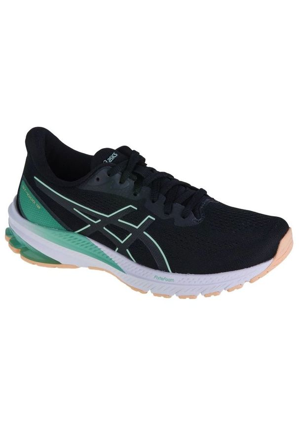 Buty do biegania Asics GT-1000 12 W 1012B450-006 czarne. Zapięcie: sznurówki. Kolor: czarny. Materiał: materiał, tkanina, syntetyk, guma. Szerokość cholewki: normalna. Sport: fitness