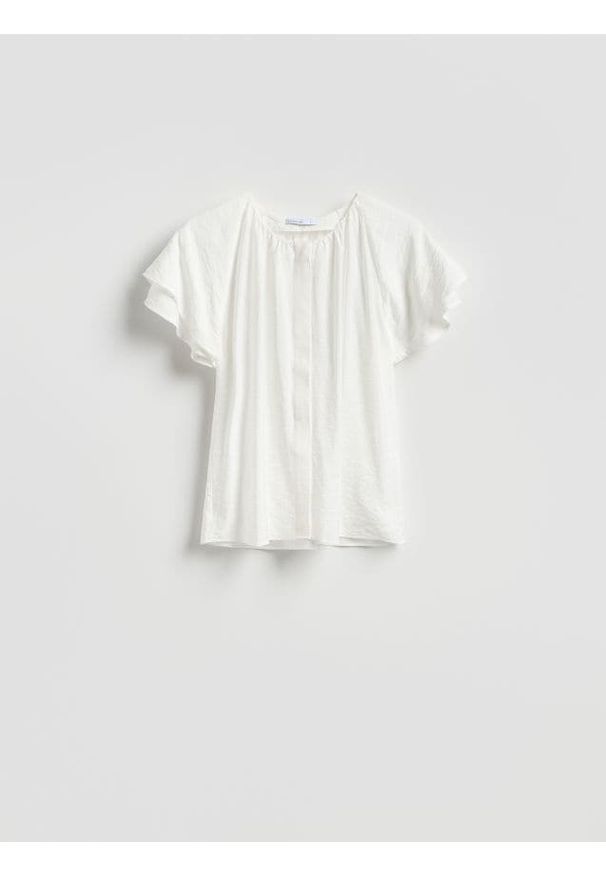 Reserved - Bawełniana bluzka - biały. Kolor: biały. Materiał: bawełna