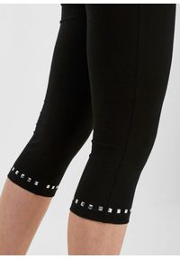 bonprix - Legginsy rybaczki. Kolor: czarny. Wzór: aplikacja #3