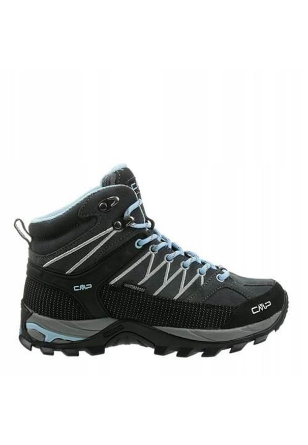 Buty trekkingowe damskie CMP Rigel Mid. Zapięcie: sznurówki. Kolor: wielokolorowy, czarny, szary. Materiał: materiał, skóra, syntetyk. Szerokość cholewki: normalna