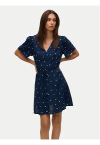 Vero Moda Sukienka letnia Alba 10292845 Granatowy Regular Fit. Kolor: niebieski. Materiał: wiskoza. Sezon: lato