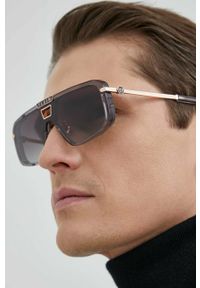 Philipp Plein okulary przeciwsłoneczne męskie kolor szary. Kształt: prostokątne. Kolor: szary #7
