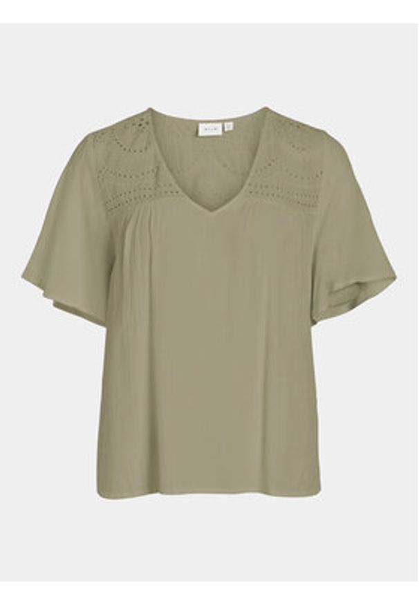 Vila T-Shirt Mesa 14092019 Zielony Regular Fit. Kolor: zielony. Materiał: wiskoza