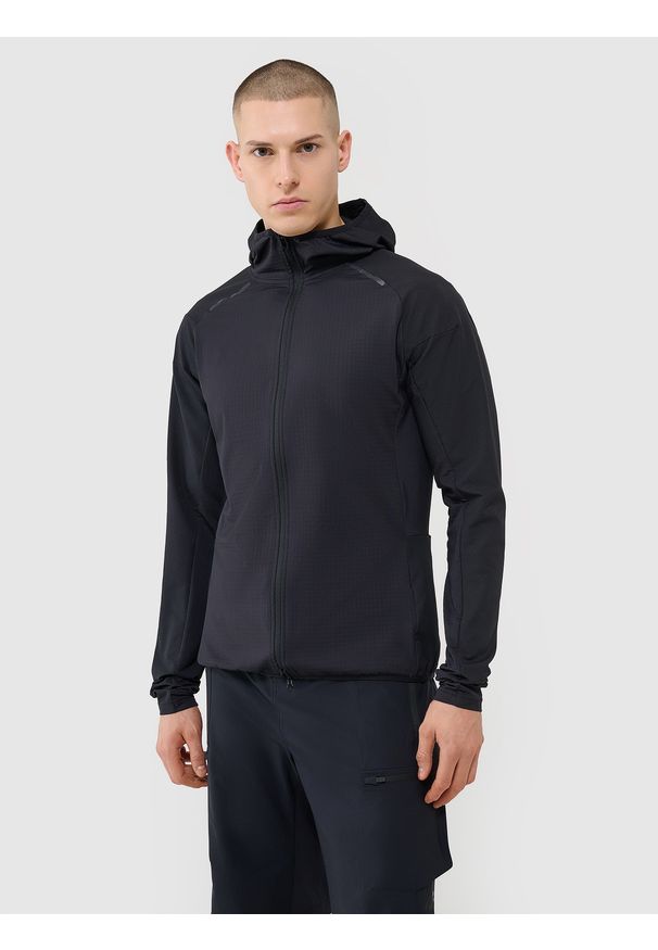 4f - 4F Bluza rowerowa szybkoschnąca męska - czarna XXL. Typ kołnierza: kołnierzyk stójkowy. Kolor: czarny. Materiał: materiał, dzianina, włókno. Długość rękawa: raglanowy rękaw. Długość: krótkie. Styl: sportowy, klasyczny. Sport: kolarstwo