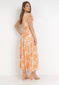 Born2be - Pomarańczowa Sukienka Nesyse. Kolor: pomarańczowy. Materiał: materiał, tkanina, guma. Długość rękawa: krótki rękaw. Typ sukienki: kopertowe. Długość: maxi #5