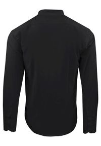 Koszula Taliowana na Stójce, Męska - Rigon - Czarna. Typ kołnierza: kołnierzyk stójkowy. Kolor: czarny. Materiał: bawełna, poliester, lyocell #3