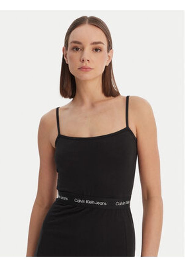 Calvin Klein Sukienka codzienna LV047F289G Czarny Slim Fit. Okazja: na co dzień. Kolor: czarny. Materiał: bawełna. Typ sukienki: proste. Styl: casual