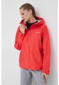 columbia - Columbia kurtka outdoorowa Omni-Tech Ampli-Dry kolor czerwony przejściowa. Kolor: czerwony. Materiał: materiał. Długość: długie
