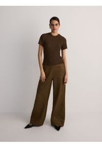 Reserved - Spodnie lniane - brązowy. Kolor: brązowy. Materiał: len #1