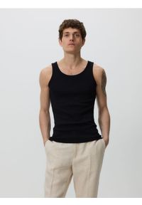 Reserved - Bawełniany tank top - czarny. Kolor: czarny. Materiał: bawełna