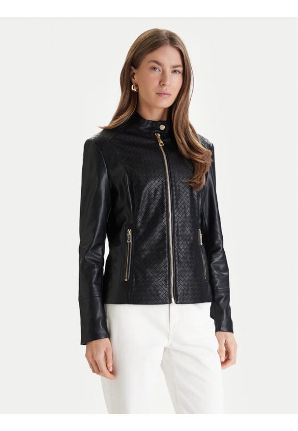 Guess Kurtka z imitacji skóry W6RL52 WL850 Czarny Regular Fit. Kolor: czarny. Materiał: skóra