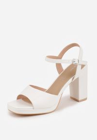 Renee - Białe Sandały VICES na Słupku z Grubą Podeszwą i Skórzaną Wkładką Aziluna. Zapięcie: pasek. Kolor: biały. Materiał: skóra. Obcas: na słupku. Styl: elegancki #9