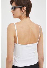Calvin Klein Jeans top damski kolor biały. Kolor: biały. Materiał: materiał, dzianina, prążkowany, wiskoza. Długość rękawa: na ramiączkach #4