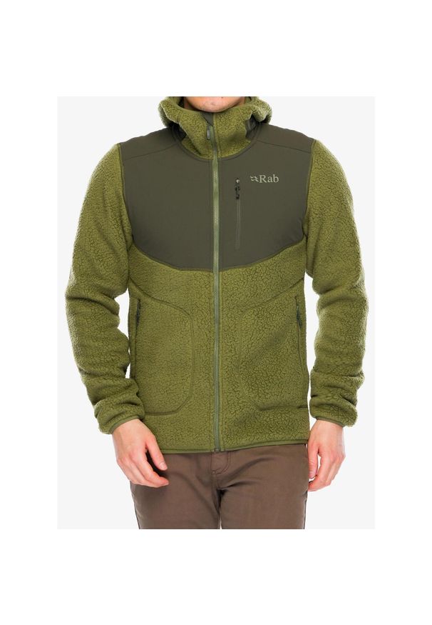 Kurtka polarowa męska Rab Outpost Hoody. Kolor: zielony. Materiał: polar. Sport: turystyka piesza